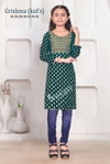 Grishma Kids Wear Foil Printed Georgette Girls Kurtis Wholesale Online


